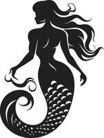 mystiker marin eko sjöjungfru svart vektor förmörkelse förtrollning vektor sjöjungfru logotyp