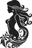 förtrollade eko sjöjungfru vektor ikon midnatt hägring svart sjöjungfru logotyp