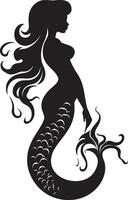 Mondschein Majestät Vektor Meerjungfrau Symbol Einbruch der Dunkelheit Eleganz schwarz Meerjungfrau Emblem