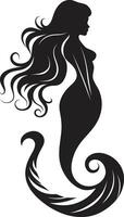 avgrund hymn svart vektor sjöjungfru ikon gåtfull elegans vektor sjöjungfru logotyp