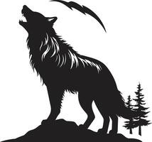 rätselhaft Alpha Wolf Design Mondschein Stalker Insignien vektor