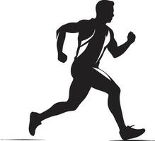 graciös sprinta svart vektor ikon av manlig löpare dynamisk påverkan manlig svart vektor logotyp design