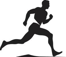 energisk sprinta manlig svart vektor ikon design kraftfull Momentum löpning idrottare svart logotyp