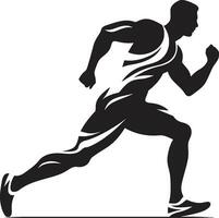 schnell Läufer schwarz Vektor Logo von Laufen Athlet kräftig Schwung männlich Sportler schwarz Logo