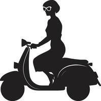scooterista stil kvinna vektor design stadsbild kryssning svart vektor symbol