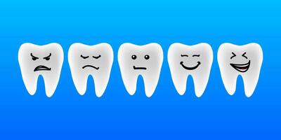 Karikatur Zähne Reinigung und persönlich Pflege. Zahn Vor und nach Aufhellung. Vektor Illustration.