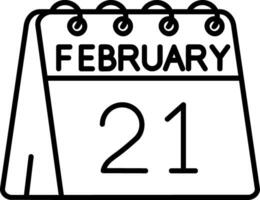 21:e av februari linje ikon vektor