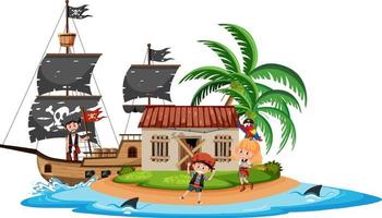 pirat hittat överge hus på ön vektor