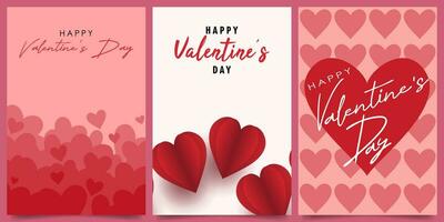 Valentinstag Tag Konzept Plakate Satz. süß Herzen Liebe Vektor Illustration. zum Karte, Banner, Poster