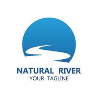 Fluss Logo mit Kombination von Berge und Ackerland mit Vektor Konzept Design. Logo zum viele nett von Geschäft, Reise Agentur und Natur Fotograf