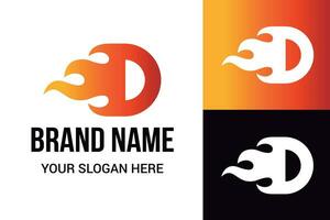 Brief d Flamme Logo Vorlage Design vektor