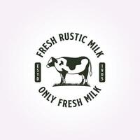 mejeri bruka vektor design logotyp emblem. rustik mjölk platt mall årgång illustration