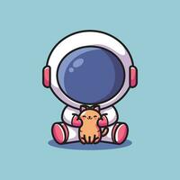 söt vektor design illustration av astronaut och katt