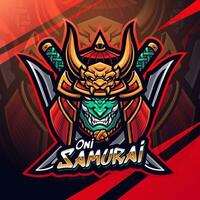 oni Samurai Esport Maskottchen Logo Design vektor
