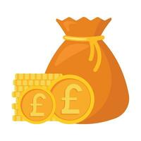 britisch Pfund Geld Tasche Symbol animiert Karikatur Vektor Illustration
