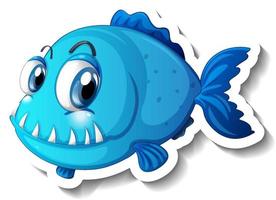 Meerestier-Cartoon-Aufkleber mit süßem Fisch vektor