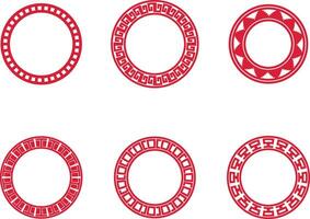 kinesisk cirkel ram uppsättning. japansk mönster stil. isolerat vektor ikoner