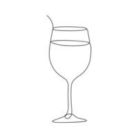 Vektor kontinuierlich einer Linie Zeichnung von Wein Glas Beste verwenden zum Logo, Poster, Banner und Hintergrund