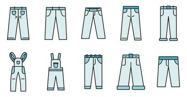 Jeans Symbole einstellen Vektor Farbe