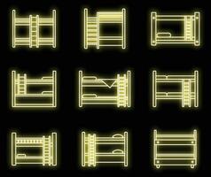 Familie Koje Bett Symbole einstellen Vektor Neon-