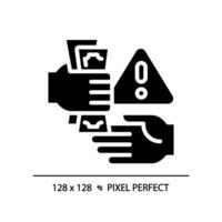 2d Pixel perfekt Glyphe Stil Korruption Symbol, solide isoliert Vektor, einfach Silhouette Illustration Darstellen wirtschaftlich Krise. vektor