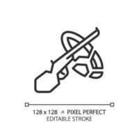 2d Pixel perfekt editierbar schwarz Lehm Taube Symbol, isoliert einfach Vektor, dünn Linie Illustration Darstellen Waffen. vektor