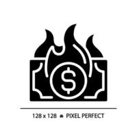 2d Pixel perfekt Glyphe Stil Inflation Symbol, solide isoliert Vektor, einfach Silhouette Illustration Darstellen wirtschaftlich Krise. vektor