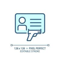 2d pixel perfekt redigerbar blå vapen licens ikon, isolerat enfärgad vektor, tunn linje illustration representerar vapen. vektor