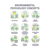 Sammlung von 2d editierbar bunt dünn Linie Symbole Darstellen Umwelt Psychologie, isoliert einfach Vektor, linear Illustration. vektor