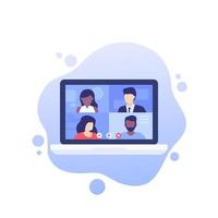 videokonferens, onlinemöte, gruppvideosamtal, vektor