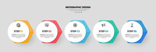 modern Geschäft Infografik Vorlage, Hexagon gestalten mit 5 Optionen oder Schritte Symbole. vektor