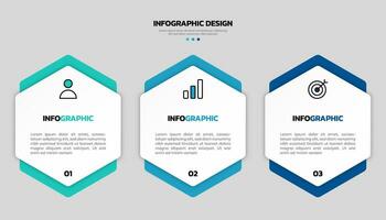 vektor tre steg hexagonal infographic mall design