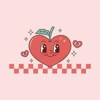 süß retro Illustration zum Lehrer von herzförmig Apfel zum Ferien vektor