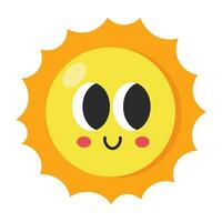 söt Sol tecknad serie ikon. vektor
