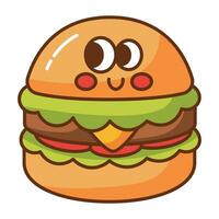 kawaii Burger Karikatur Symbol. vektor