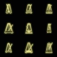 metronom slå ikoner uppsättning vektor neon