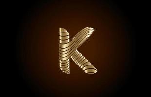 k gelbes Alphabet Buchstaben-Logo-Symbol für Unternehmen. Metallic-Gold-Liniendesign für luxuriöse Identität vektor