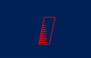 jag röd linje alfabetet brev logotyp ikon. enkel linjedesign för företag och företag vektor