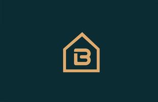 gelbes b Alphabet Buchstaben-Logo-Symbol für Unternehmen und Unternehmen mit Hauskontur-Design vektor