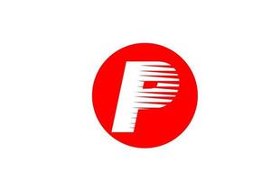 Alphabet Buchstaben Logo p Symbol für Unternehmen und Unternehmen. einfaches Icon-Design für Corporate Identity mit Linienstreifen und rotem Kreis vektor