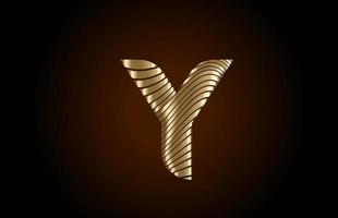 y gelbes Alphabet Buchstaben-Logo-Symbol für Unternehmen. Metallic-Gold-Liniendesign für luxuriöse Identität vektor