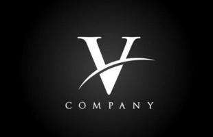 svartvitt v alfabetet brev logotyp ikon för företaget. enkel swoosh -design för företag och företag vektor