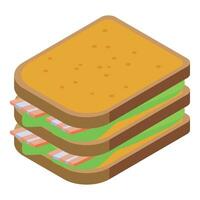Morgen Sandwich Jamon Symbol isometrisch Vektor. Fleisch geheilt Gericht vektor