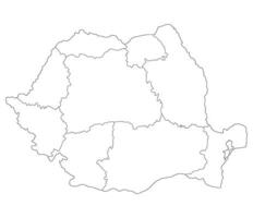 Rumänien Karte. Karte von Rumänien im neun Netz Regionen im Weiß Farbe vektor