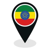 etiopien flagga på Karta precisera ikon isolerat. flagga av etiopien vektor