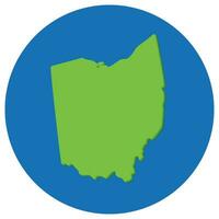 Ohio Zustand Karte im Globus gestalten Grün mit Blau runden Kreis Farbe. Karte von das uns Zustand von Ohio. vektor