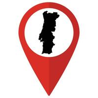 portugal Karta på Karta stift ikon röd Färg isolerat vektor