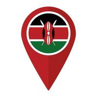 Kenia Flagge auf Karte punktgenau Symbol isoliert. Flagge von Kenia vektor