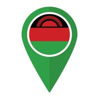 Malawi Flagge auf Karte punktgenau Symbol isoliert. Flagge von Malawi vektor