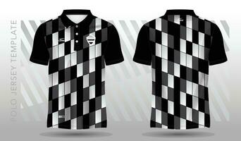 schwarz und Weiß abstrakt Polo Jersey Sport Design vektor